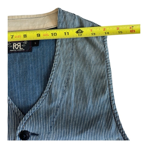 Ralph Lauren Double RL Men's Indigo Hickory Stripe Vest Size S - Picture 7 of 10